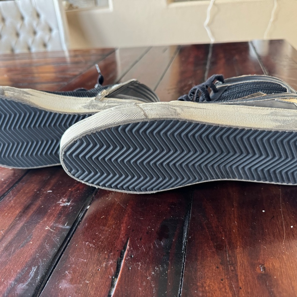 Golden Goose Gold and Black High-Top Sneakers - Picture 2 of 7